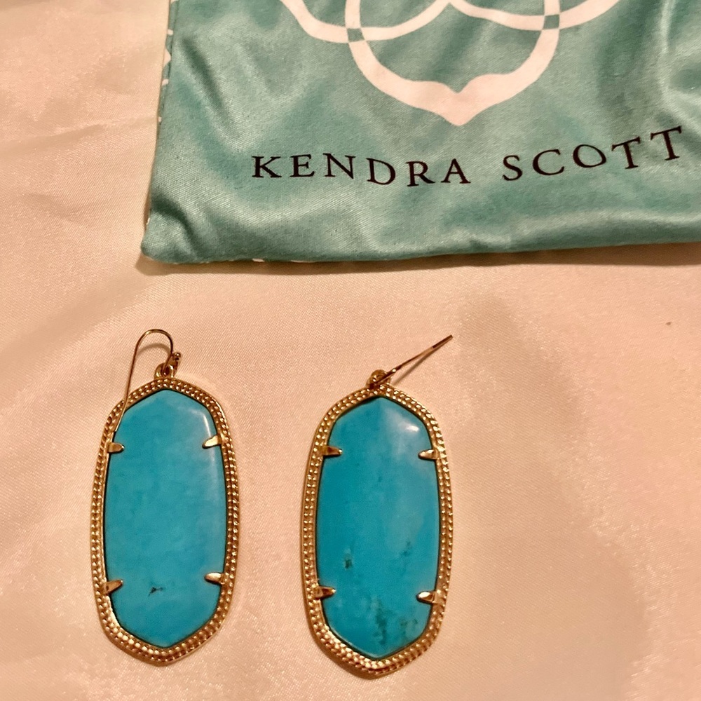 Pristine Danielle Gold Statement Earrings In Turq… - image 2